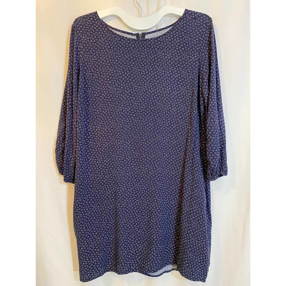 NEW Old Navy Dress Large Long Sleeves Navy Print - Picture 1 of 5